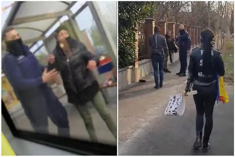 Scandal lângă Poliţia Oradea: O femeie a fost smucită de un poliţist, protestatari anti-mască au apărat-o. Atât ea, cât și apărătorul ei trebuiau să fie... în carantină! (VIDEO)