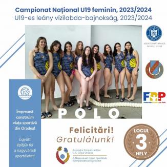 Fetele de la Crişul Oradea au cucerit medaliile de bronz la Campionatul Naţional de polo U19
