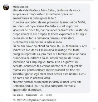 Proful MMA: Scandal cu plângeri penale și jigniri pe Facebook la Săcădat, după ce profesorul de biologie a atacat un elev (FOTO)