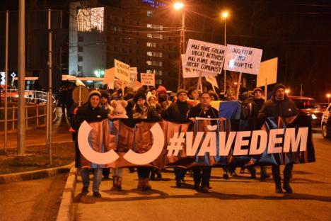 Omagiu şi miting: Protestatarii orădeni l-au comemorat pe Regele Mihai, iar apoi au manifestat împotriva Guvernului PSD-ALDE (FOTO / VIDEO)