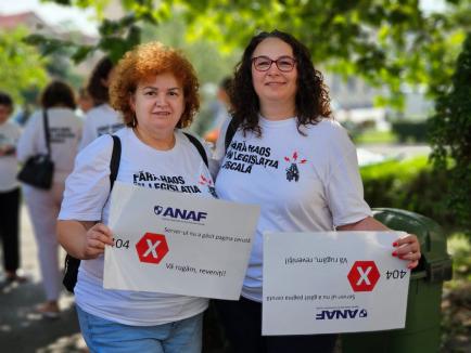 Contabilii din Bihor protestează împotriva haosului din legislația fiscală: Peste 250 de persoane s-au strâns în centrul Oradiei (FOTO/VIDEO)