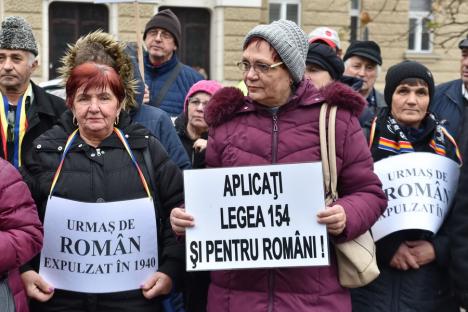 'Vrem dreptate!' Zeci de urmaşi ai românilor refugiaţi în urma Dictatului de la Viena au protestat la Oradea (FOTO/VIDEO)