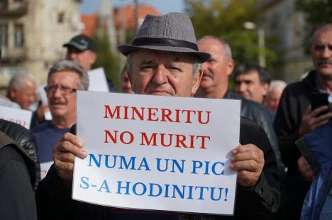 Peste 100 de foști mineri au protestat la Oradea împotriva recalculării pensiilor și l-au huiduit pe subprefectul Emilian Pavel, participant „din partea PSD” (FOTO / VIDEO)