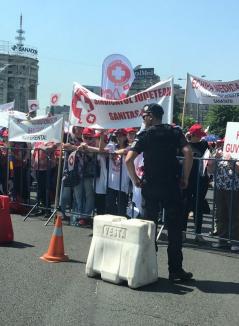 Protest masiv al membrilor Sanitas după ciuntirea veniturilor. Din Bihor participă o delegaţie de 70 de sindicalişti (FOTO)