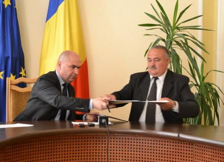 Unificare extinsă: Primarii de Oradea şi Oşorhei au semnat un protocol pentru un referendum privind fuziunea celor două localităţi