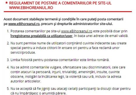 Dezbateri curate: Regulament privind comentariile de pe site-ul eBihoreanul.ro şi buton de raportare a mesajelor abuzive
