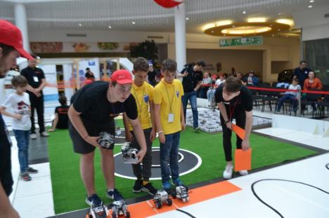 Bătălia roboţilor: Zeci de roboţei creaţi de studenţi şi elevi au făcut drift-uri, s-au bătut şi au mers pe tavan la ERA Park Oradea (FOTO / VIDEO)