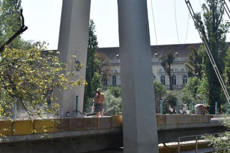 Lucrările la Podul Intelectualilor abia au trecut de jumătate. Termenul promis de Primăria Oradea pentru finalizare, depășit de 2 luni (FOTO)