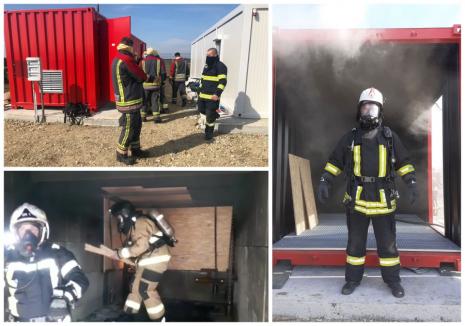 Noi dotări pentru pompierii din Bihor: Containere în care simulează incendii grave (FOTO / VIDEO)