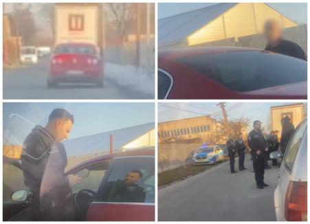VIDEO - Urmărire în trafic în Oradea: Un şofer 'orb' de beat a fost filmat în timp ce făcea slalom pe şosea, a lovit parapeţi şi a acroşat o maşină