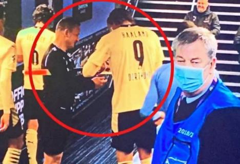 Arbitrul orădean Octavian Șovre, criticat după ce i-a cerut un autograf fotbalistului Erling Haaland, la finalul unui meci de Champions League (VIDEO)