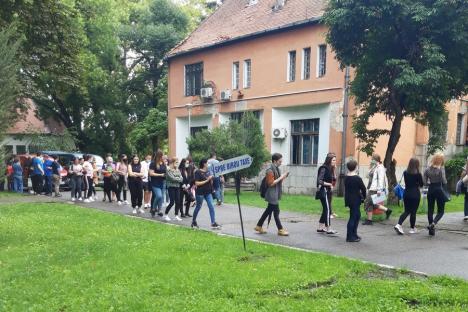 Mai bine la ghişeu! Sute de tineri admişi la Universitatea din Oradea stau la o coadă uriaşă, ca să-şi plătească taxele (FOTO)