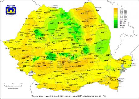 A fost cea mai caldă zi de 1 ianuarie din istorie, în România. S-au înregistrat și 20 de grade