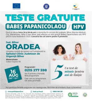 Campanie de testare gratuită Babeș-Papanicolaou și HPV în Bihor
