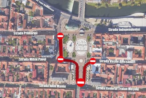 Piața Unirii din Oradea se închide traficului de luni, pentru Târgul de Crăciun