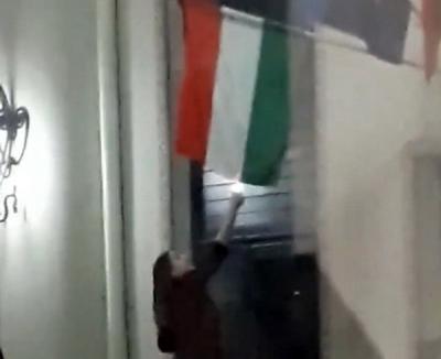 Abuz după abuz: Tânără filmată în timp ce încearcă să dea foc steagului Ungariei, arborat ilegal la sediul UDMR Bihor (VIDEO)