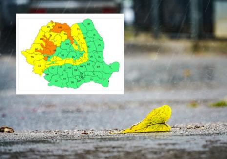 Judeţul Bihor, vizat de avertizări de cod galben și cod portocaliu de ploi și vânt