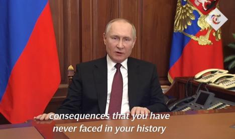 Declaraţia de război a lui Putin: Oricine va încerca să ne oprească va suferi consecinţe care nu s-au mai văzut în istorie (VIDEO)