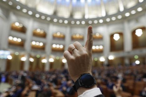 Camera Deputaților a adoptat legea pensiilor. Un orădean a protestat în Parlament (VIDEO)
