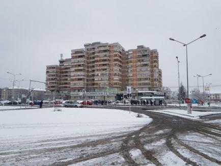 Tot mai multă zăpadă în Oradea. Utilajele RER curăţă arterele principale ale municipiului (FOTO)