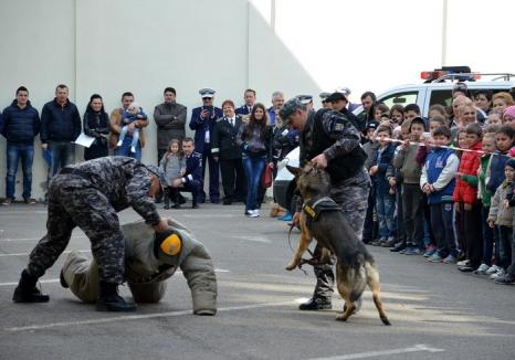 Ziua Poliţiei: mascaţii dezamorsează bombe şi se iau la bătaie în Parcul 1 Decembrie