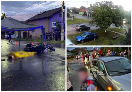 VIDEO: Motociclistul mort în accidentul din Beiuș, lovit de o tânără șoferiță care nu i-a acordat prioritate. Momentul impactului, surprins de o filmare