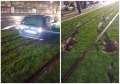 Mai avem nevoie și de iarbă! Spațiul verde dintre liniile de tramvai din Cantemir, distrus de un șofer dezorientat (FOTO)
