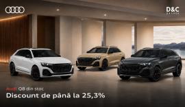 Audi Q8, acum cu discount de până la 25,3% și livrare din stoc!