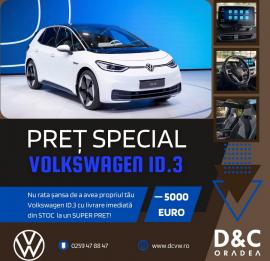 ID.3, acum cu o reducere de 5000 euro și livrare imediată din stoc, doar la Volkswagen D&C Oradea!