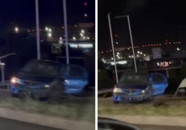 Accident lângă Hotelul Sky din Oradea: Un tânăr de 17 ani, fără permis, a ieşit în decor şi a rupt un stâlp de iluminat (VIDEO)