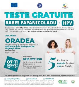 Prelungire campanie de testare gratuită Babeș-Papanicolaou și HPV în Oradea