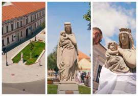 Statuia „Fecioara Maria cu Pruncul Isus” a fost restaurată și a fost amplasată pe strada Dunărea din Oradea, în noua zonă pietonală (FOTO/VIDEO)
