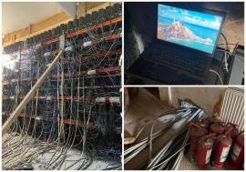 Premieră ANAF: Antifrauda Oradea a descoperit o fermă clandestină de criptomonede, cu peste 400 de echipamente (FOTO)