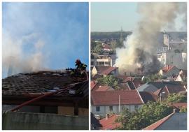 Incendiul de pe strada Lugojului din Oradea: Focul a pornit dintr-o magazie și s-a extins la două locuințe (FOTO/VIDEO)