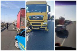 Accident între două TIR-uri, în Oradea. Traficul a fost blocat pe centura orașului (FOTO/VIDEO)