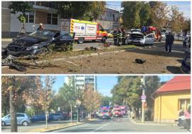Accident în Oradea: două persoane au ajuns la spital, una a fost încarcerată (FOTO)