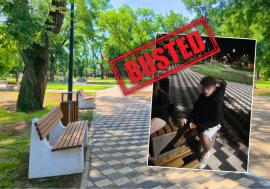 Un parc din Oradea, recent modernizat, vandalizat de un adolescent. Primăria a publicat imaginea făptașului prins la fața locului