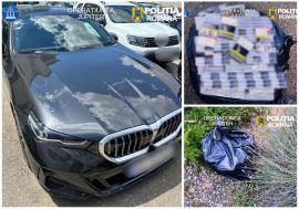 BMW Seria 5, confiscat de polițiștii bihoreni într-un caz de contrabandă cu țigări. Mașina valorează circa 200.000 lei (FOTO)