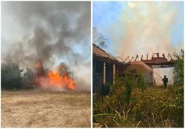 Șapte incendii într-o singură zi în Bihor. La Urvind, focul a cuprins două anexe și a amenințat gospodăriile vecine (VIDEO)
