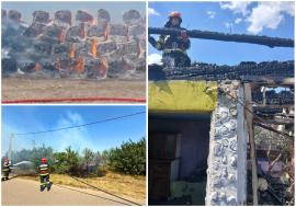 12 incendii în doar zece ore în Bihor, pe cod roșu de caniculă. Cele mai multe au fost provocate de o practică interzisă (FOTO)
