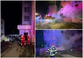 Incendiu într-un bloc din Aleșd: Mai mulți locatari evacuați în toiul nopții (FOTO/VIDEO)