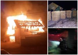 Incendiu puternic la o hală de prelucrare a lemnului din Roșia. Focul a mistuit acoperișul, utilaje și 19 panouri fotovoltaice (FOTO/VIDEO)