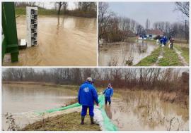 Viituri în Bihor: Angajații ABA Crișuri au făcut un dig cu saci de nisip pe o vale din județ (FOTO)