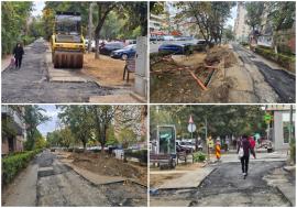 De trei luni printre gropi! Orădenii de pe bulevardul Ștefan cel Mare reclamă trotuarele lăsate sparte în urma lucrărilor la rețele (FOTO)