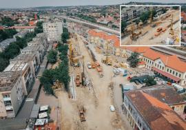 Oradea în șantier: Lucrările la pasajul de la Gară au prins ritm după aducerea celei de-a treia foreze (FOTO)