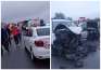 Accident grav cu două mașini și un TIR în Bihor. Șase persoane au fost duse la spital (FOTO)